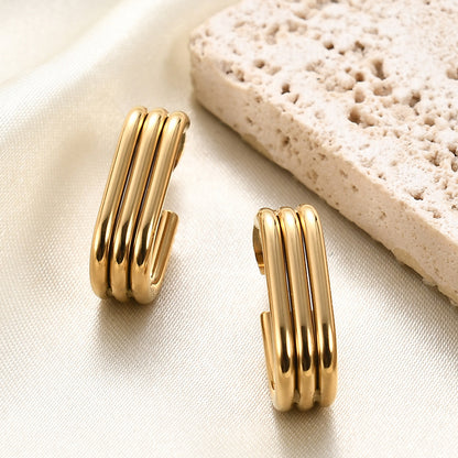 1 Pair Simple Style Solid Color Plating Stainless Steel Gold Plated Ear Studs