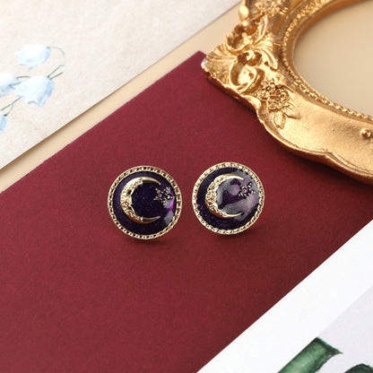 French Style Retro Hong Kong Style 925 Silver Stud Earrings Women's Vintage Court Elegant Earrings Mid-ancient Earrings