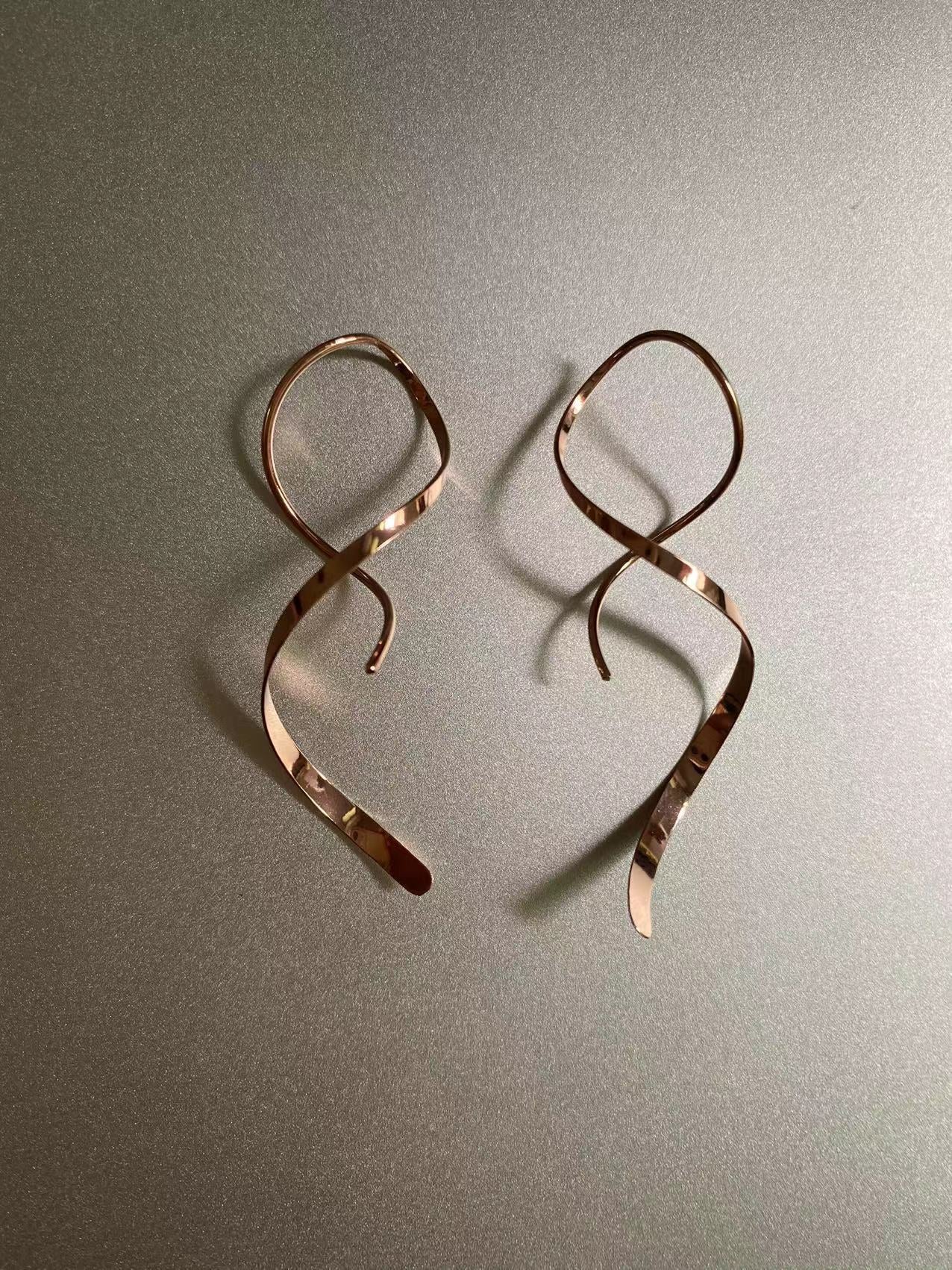 1 Pair Ig Style Simple Style Waves Copper Earrings