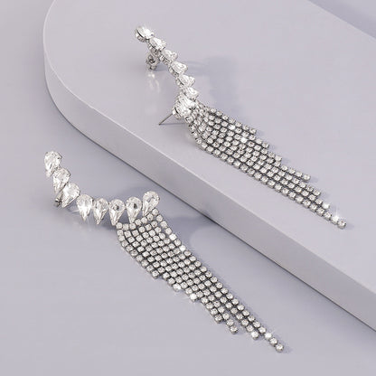 Elegant Lady Geometric Alloy Tassel Plating Inlay Rhinestones Women's Drop Earrings