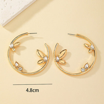 1 Pair Elegant Geometric Plating Inlay Alloy Zircon Ear Studs