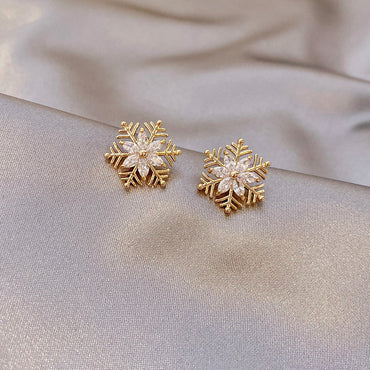 Wholesale Jewelry 1 Pair Simple Style Snowflake Alloy Rhinestones Ear Studs