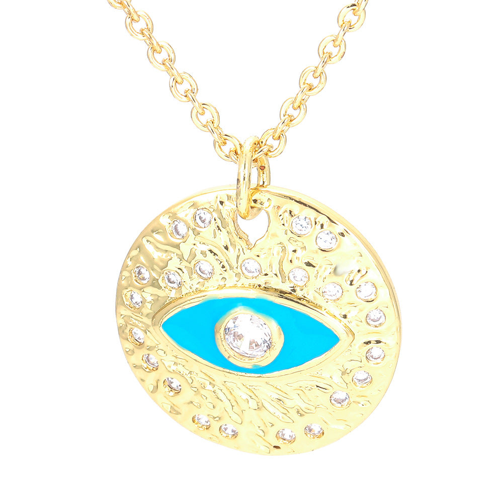 Fashion Devil's Eye Copper Pendant Necklace Enamel Copper Necklaces