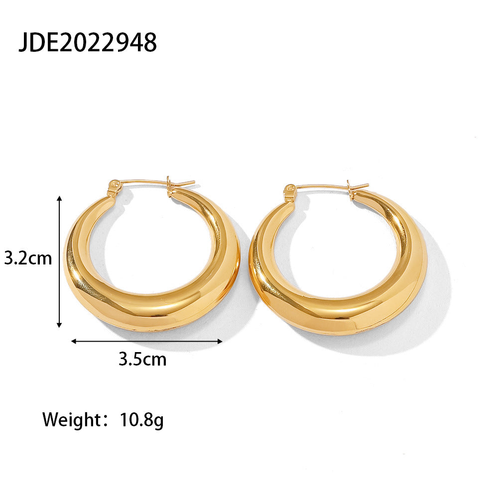 Fashion Circle Gold Plated Stainless Steel Gold Plated Hoop Earrings