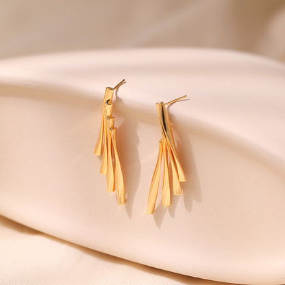 1 Pair Retro Solid Color Plating Copper Gold Plated Drop Earrings