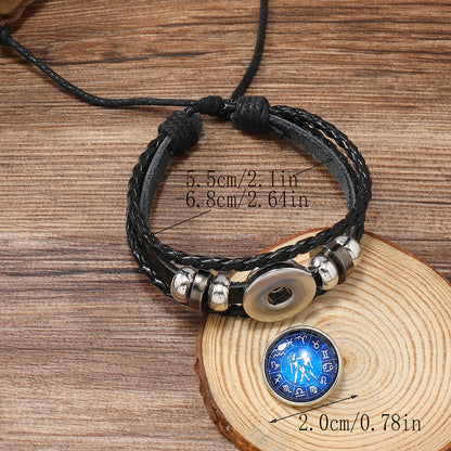 Retro Constellation Pu Leather Knitting Unisex Bracelets