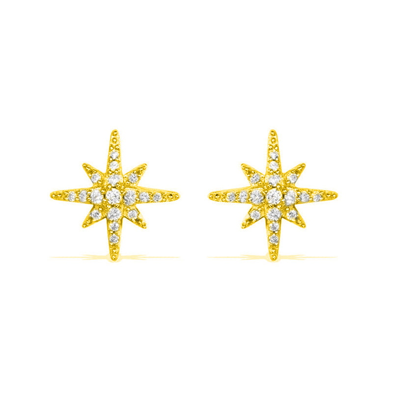 Cross-border Light Luxury Sterling Silver Needle Simple All-match Eight Awn Star Female Stud Earrings Ear Ring Ins Fashionable Earrings Ear Clip