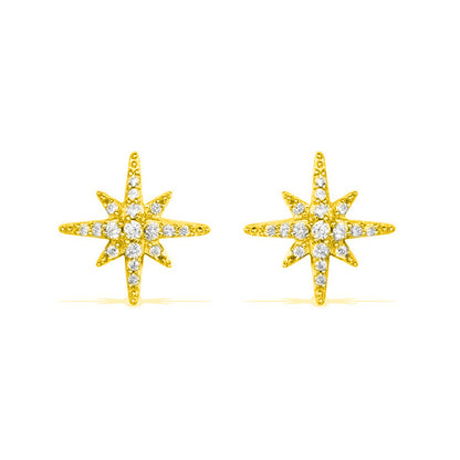 Cross-border Light Luxury Sterling Silver Needle Simple All-match Eight Awn Star Female Stud Earrings Ear Ring Ins Fashionable Earrings Ear Clip