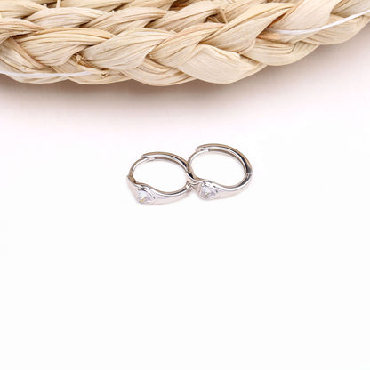 1 Pair Simple Style Heart Shape Sterling Silver Plating Inlay Zircon White Gold Plated Gold Plated Hoop Earrings