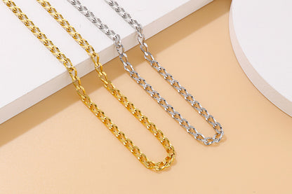 New Simple Fashion Stainless Golden Steel Bracelet Necklace Set Wholesale Gooddiy