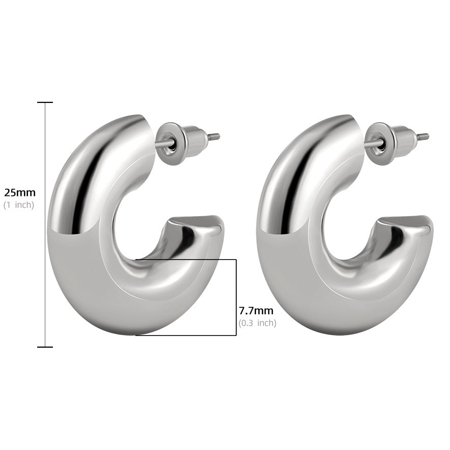 1 Pair Exaggerated U Shape Water Droplets Plating Stainless Steel Hoop Earrings