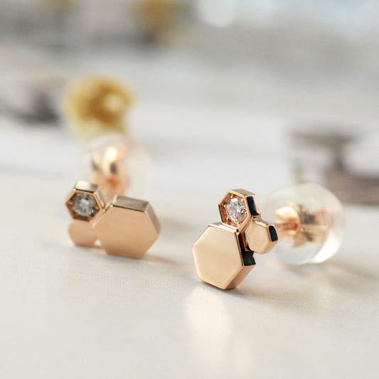 1 Pair Simple Style Honeycomb Plating Inlay Copper Zircon Ear Studs