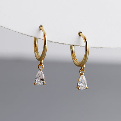 1 Pair Simple Style Geometric Plating Inlay Sterling Silver Zircon 18k Gold Plated White Gold Plated Drop Earrings