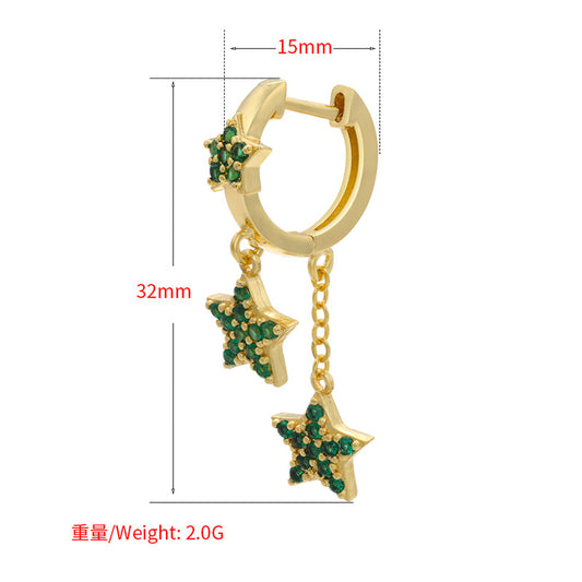 Wholesale New Style Micro Inlaid Star Pendant Long Copper Earrings Gooddiy