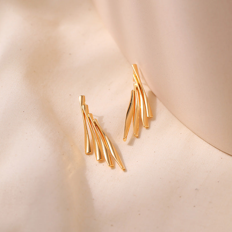 1 Pair Retro Solid Color Plating Copper Gold Plated Drop Earrings