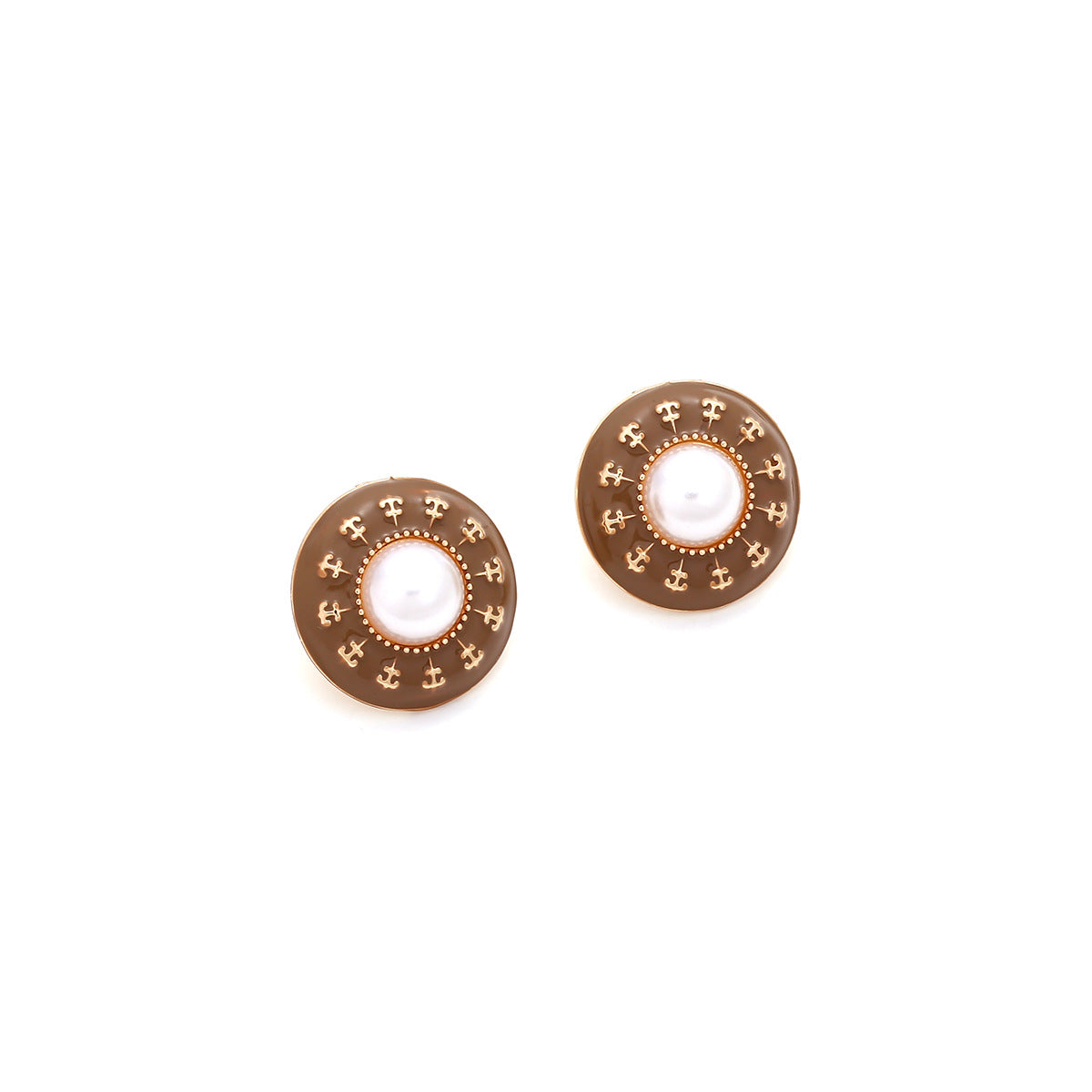 1 Pair Retro Simple Style Geometric Enamel Alloy Artificial Pearls Ear Studs