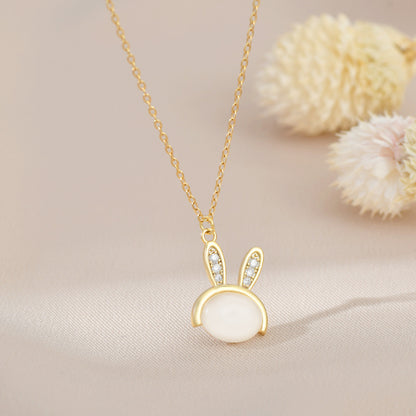 Copper Sweet Rabbit Irregular Plating Pendant Necklace