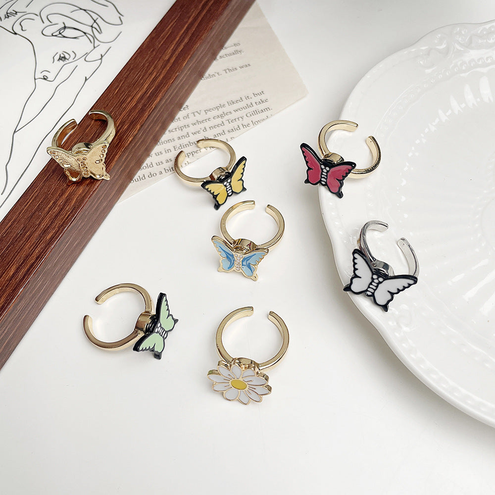 Cute Ice Cream Flower Butterfly Alloy Enamel Kid's Open Ring