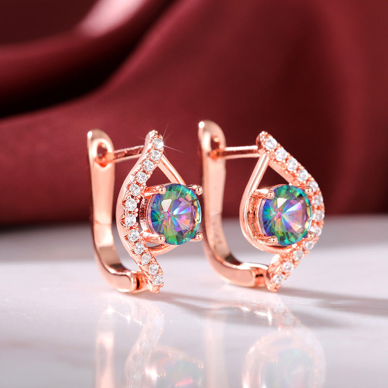 1 Pair Elegant Glam Geometric Plating Inlay Copper Zircon Earrings