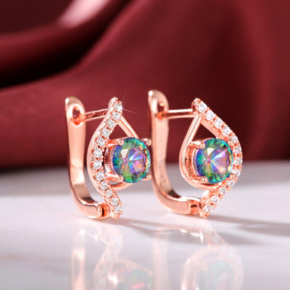 1 Pair Elegant Glam Geometric Plating Inlay Copper Zircon Earrings