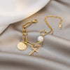Women Cross Irregular Titanium Steel Electroplating Bracelets