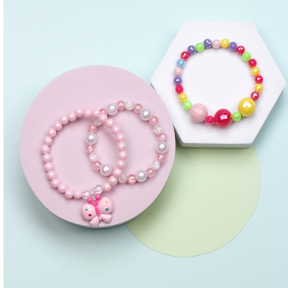 Simple Style Heart Shape Flower Plastic Beaded Girl's Bracelets