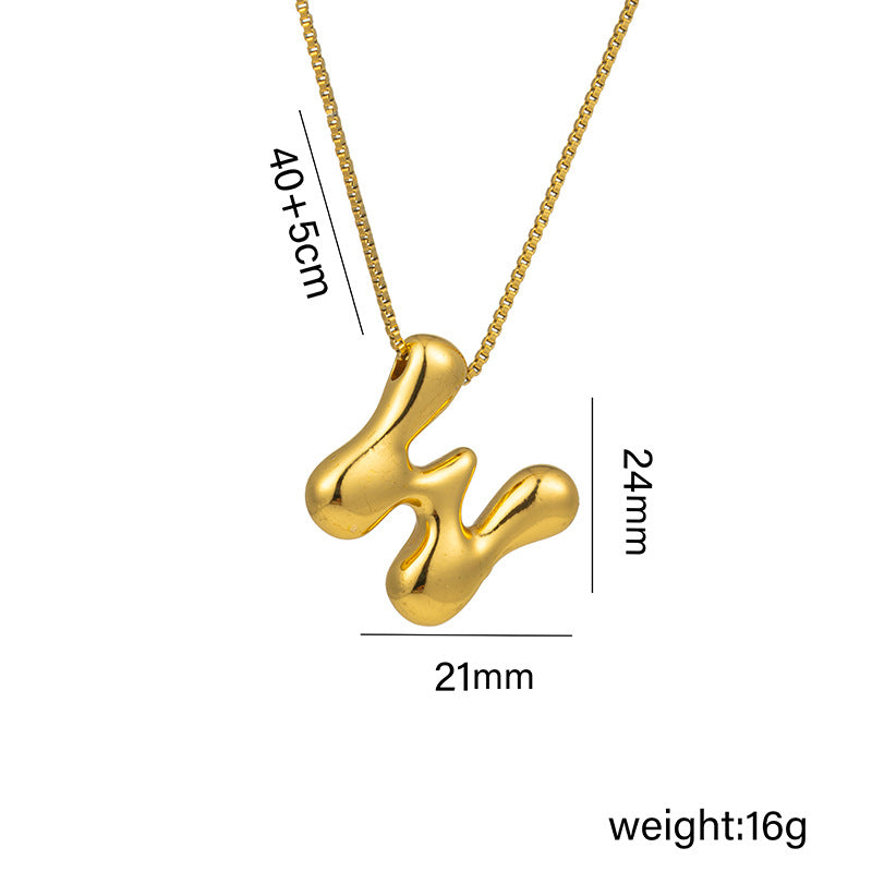 Letter Text Number Titanium Steel 18K Gold Plated Necklaces