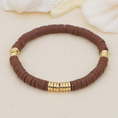 Ethnic Style Stainless Steel Gold-plated Geometric White Soft Ceramic Bracelet Jewelry