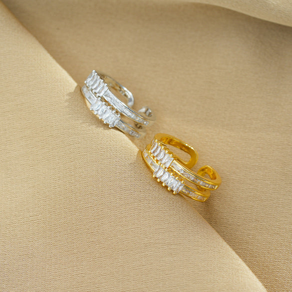 Moderate Luxury Ellipse Geometric Titanium Steel 18K Gold Plated Rings