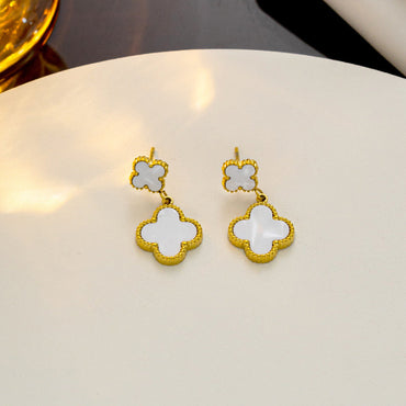 Moderate Luxury Quadrilateral Geometric Stainless Steel 18K Gold Plated Earrings