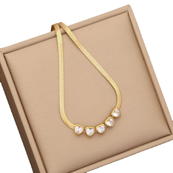 Fashion Heart Stainless Steel Electroplating Necklaces