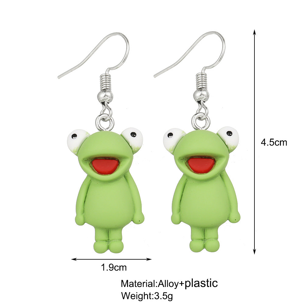 European And American Frog Earrings Creative Cute Green Frog Earrings Wholesale