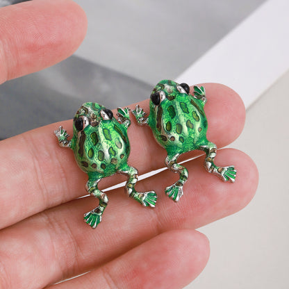 1 Pair Simple Style Frog Inlay Copper Rhinestones Ear Studs