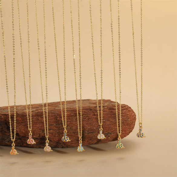 European and American popular copper-plated 14K real gold personality snake pendant ins-style versatile personality trendy necklace clavicle chain female