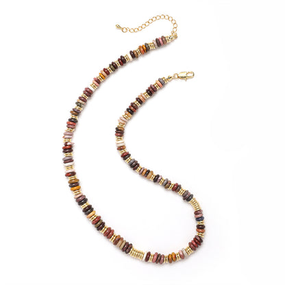 Retro Ethnic Style Geometric Natural Stone Copper Necklace In Bulk