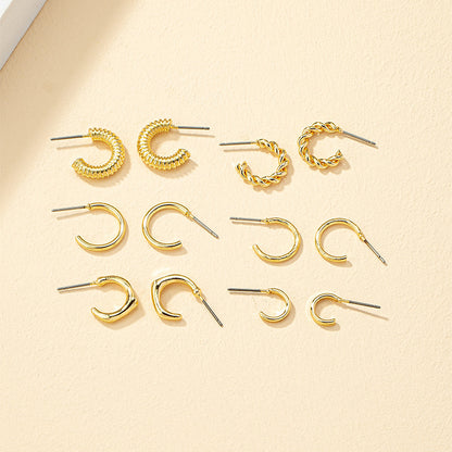 Fashion Geometric Copper Plating Earrings 6 Pairs