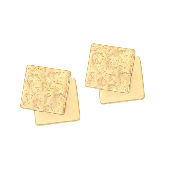 Expressive Polka Dot Chamfered Cube Geometric Stainless Steel Electroplating Stud Earrings