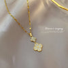 Minimalist Geometric Titanium Steel Diamond Inlay Necklaces
