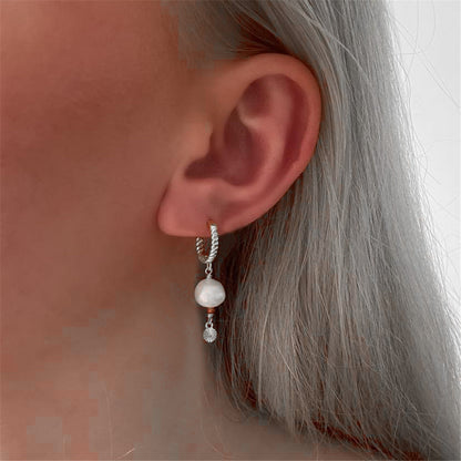 1 Pair Elegant Snowflake Plating Sterling Silver Drop Earrings