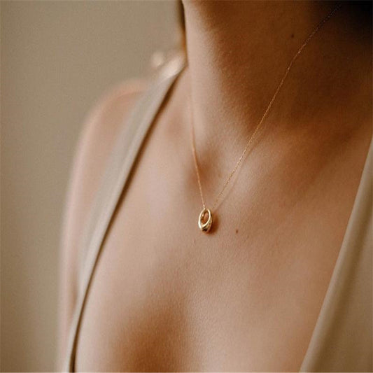 Cross-border explosive simple titanium steel necklace sweater chain full moon ring fashion OL hip hop jewelry women's clavicle chain