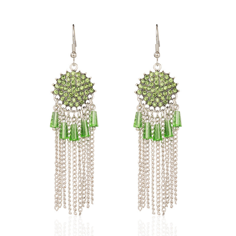 1 Pair Retro Tassel Alloy Plating Inlay Artificial Gemstones Women's Chandelier Earrings