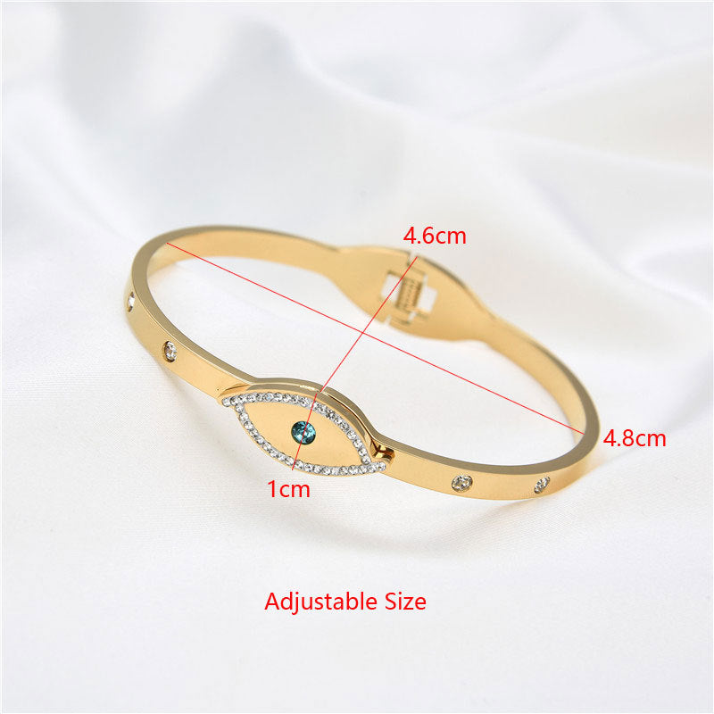 Casual Simple Style Devil's Eye Titanium Steel Plating Inlay Zircon Bangle