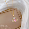 Minimalist Geometric Titanium Steel Diamond Inlay Necklaces