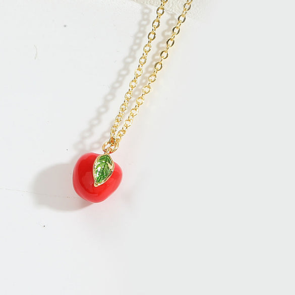 Independent station popular tropical fruit retro high-grade texture pendant copper plated 14K real gold personality exquisite O-word necklace