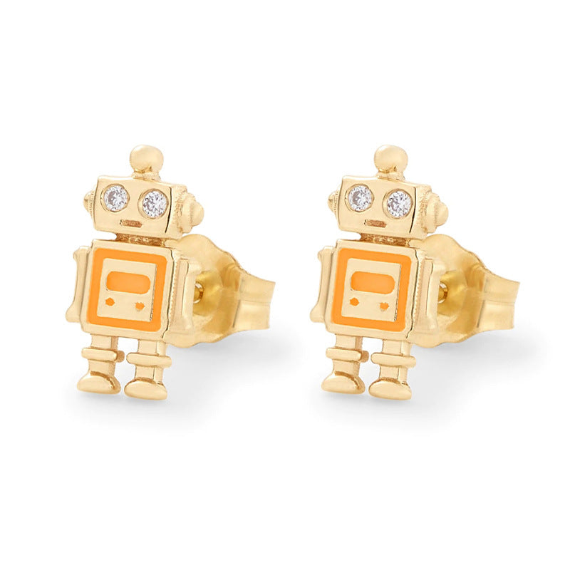 1 Pair Cute Simple Style Cartoon Plating Sterling Silver Zircon Ear Studs