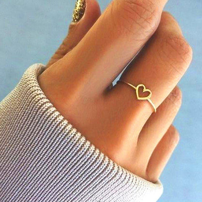 Sweet Heart Shape Stainless Steel Hollow Out Rings