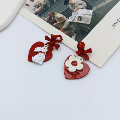 Cute Rabbit Alloy Bowknot Drop Earrings