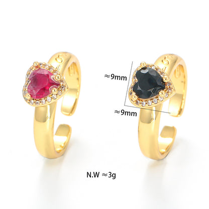 Wholesale New Micro-inlaid Heart Zircon Opening Adjustable Ring Gooddiy