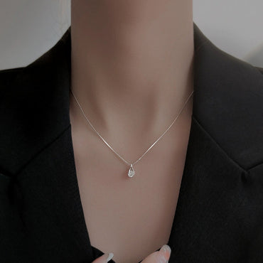 Modern Style Simple Style Water Droplets Sterling Silver Plating Zircon Pendant Necklace