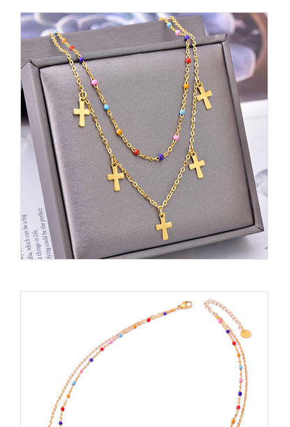 Fashion Cross Titanium Steel Plating Bracelets Necklace